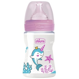 [G10316] CHICCO WELL BEING BOTTLE SLOW SILICONE SMALL PINK 150 ML