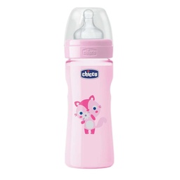 [G10317] CHICCO WELL BEING BOTTLE MEDIUM SILICONE BIG PINK 250 ML