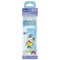 [G10320] CHICCO WELL BEING FAST SILICONE BLUE BOTTLE 330 ML